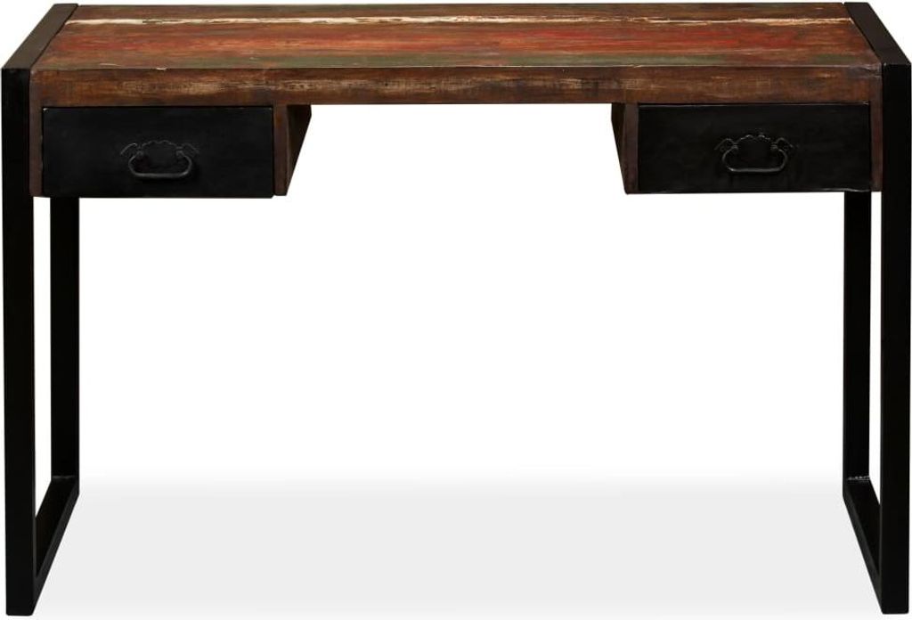 vidaXL Schreibtisch mit 2 Schubladen Altholz Massiv 120x50x76 cm