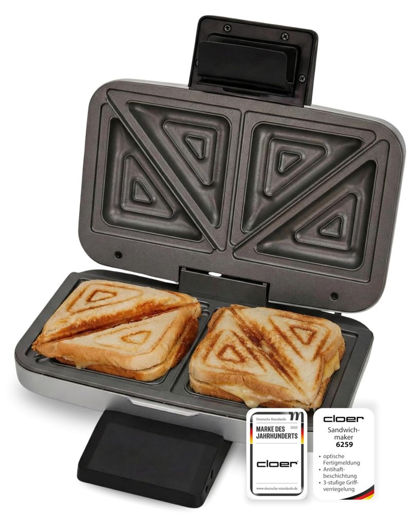 Cloer 6259 zilveren sandwichmaker Productafbeelding 