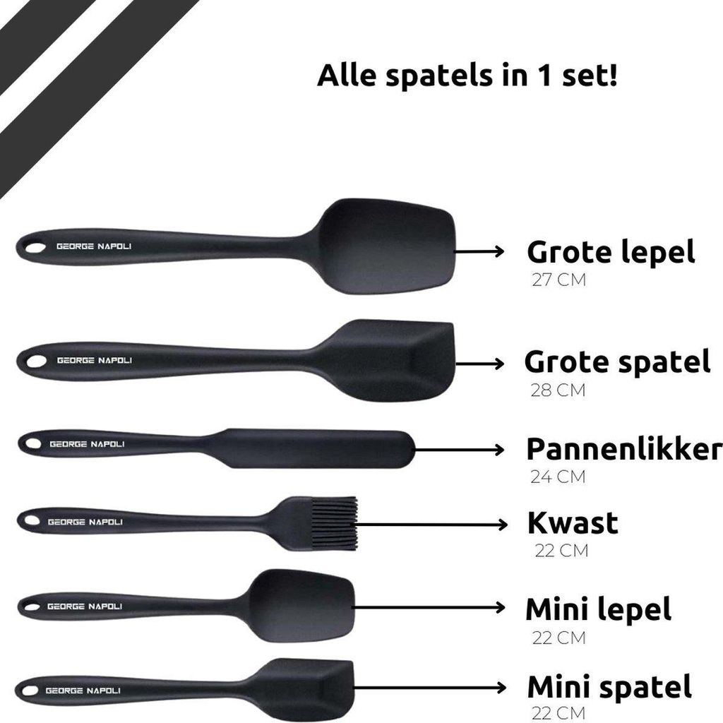 Jumada – Set siliconen spatels [6-delig] – Voor koken en Productafbeelding 