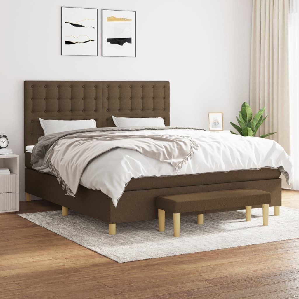 Möbel Boxspringbett mit Matratze Dunkelbraun 180x200 cm Stoff - Klassische Betten 3137496