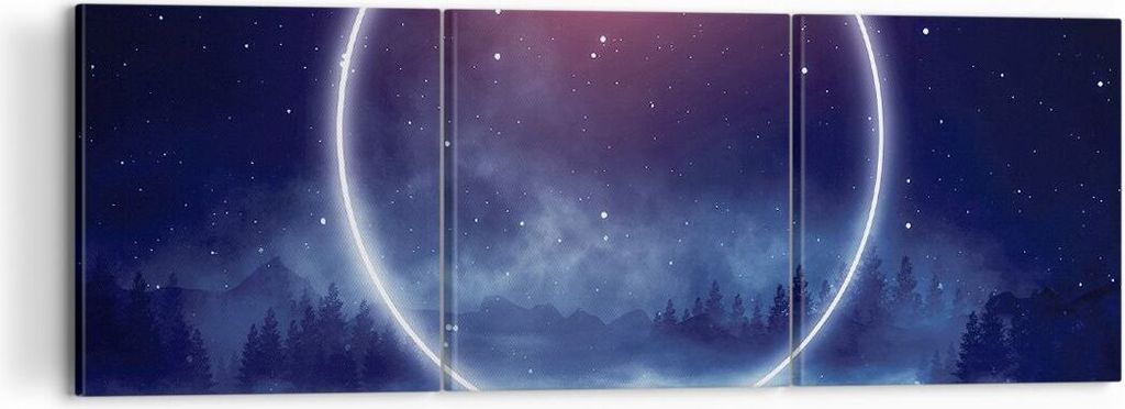 Bild auf Leinwand - Leinwandbild - 3 Teile - Fantasie Ring Kosmos - 120x40cm - Wand Bild - Wanddeko - Wandbilder - Leinwanddruck - Bilder - Wanddek...