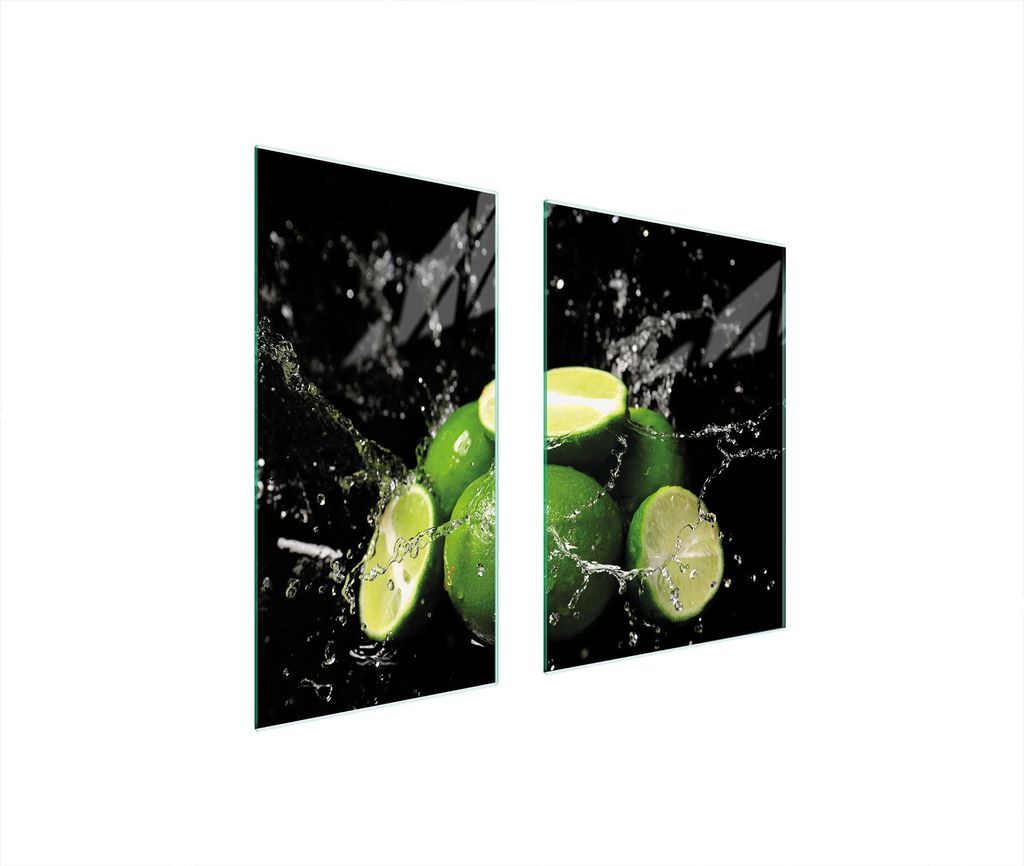 Herdabdeckplatten 2 teilig 75x52 Glaskeramikkochfeld Abdeckung Glas Schneidebrett Limette Grün