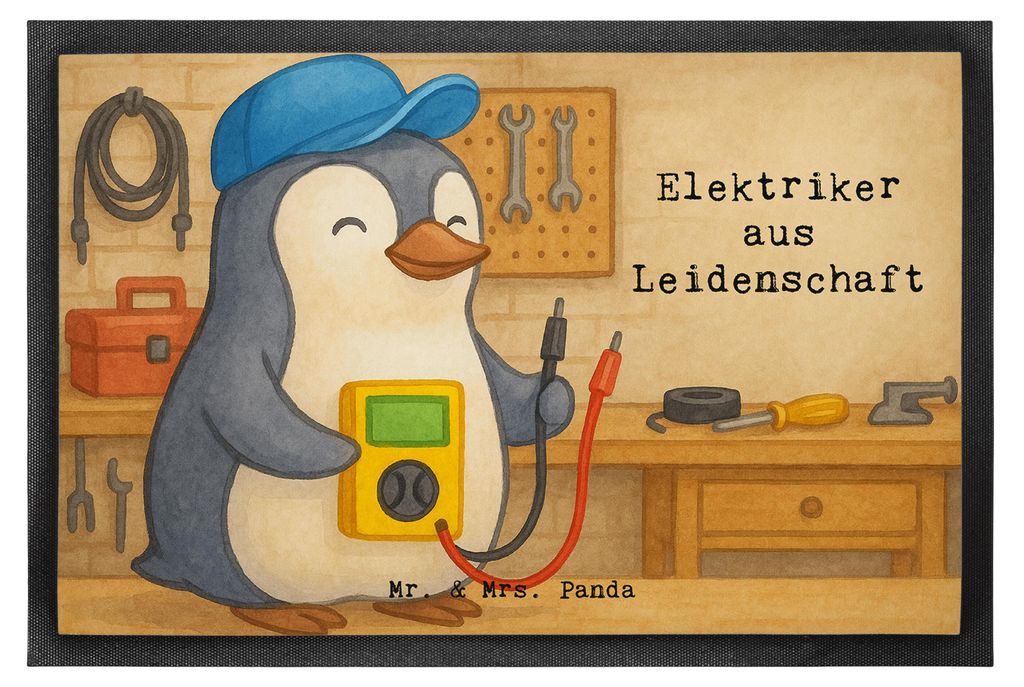 Mr. & Mrs. Panda Schmutzmatte Elektriker Leidenschaft Design 40 x 60 cm - Weiß - Geschenk, Fußabtreter, Gesellenprüfung, Türvorleger, Schmutzfa...