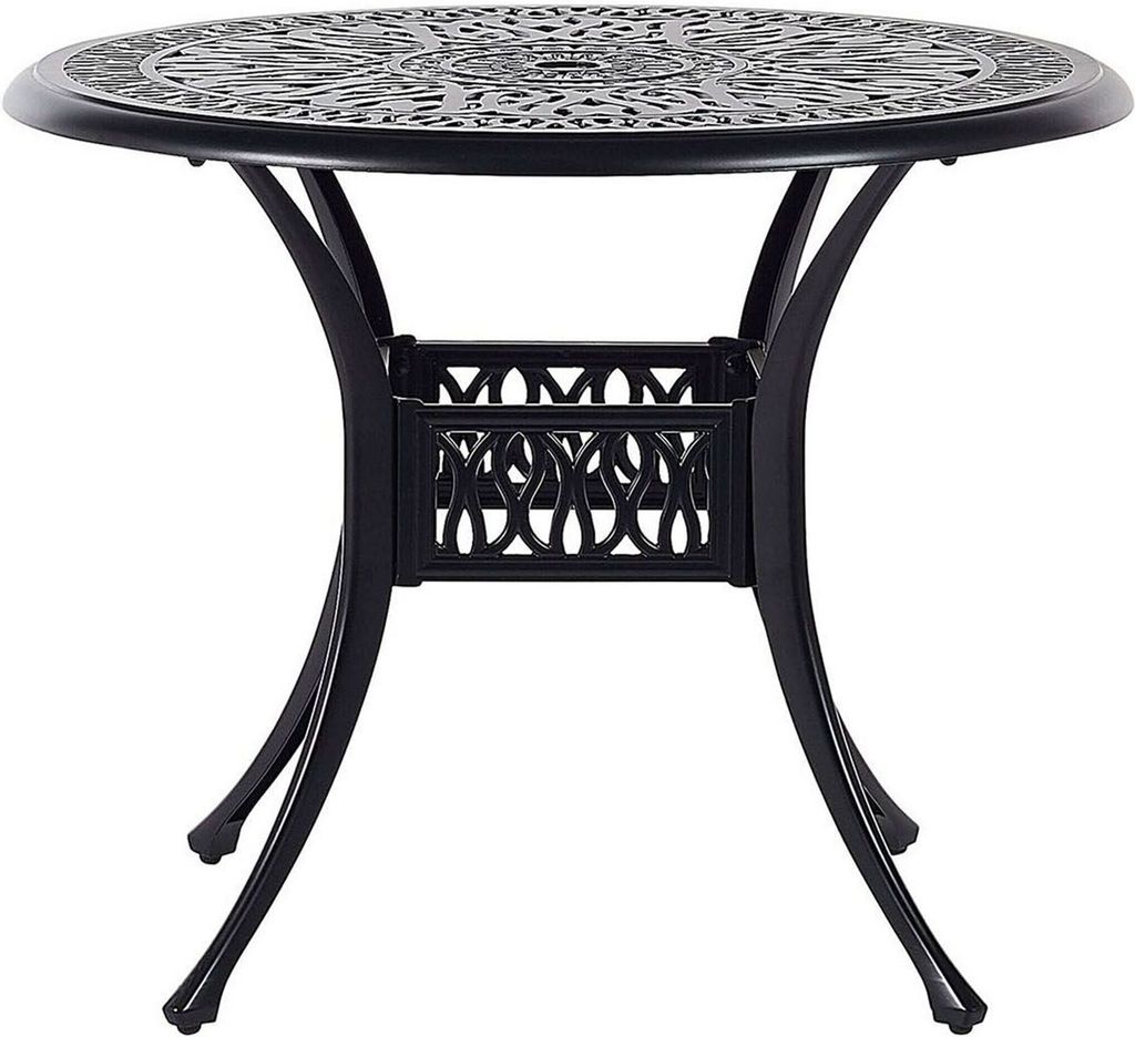 BELIANI Gartentisch schwarz Aluminium runde Form Bistro Retro-Optik