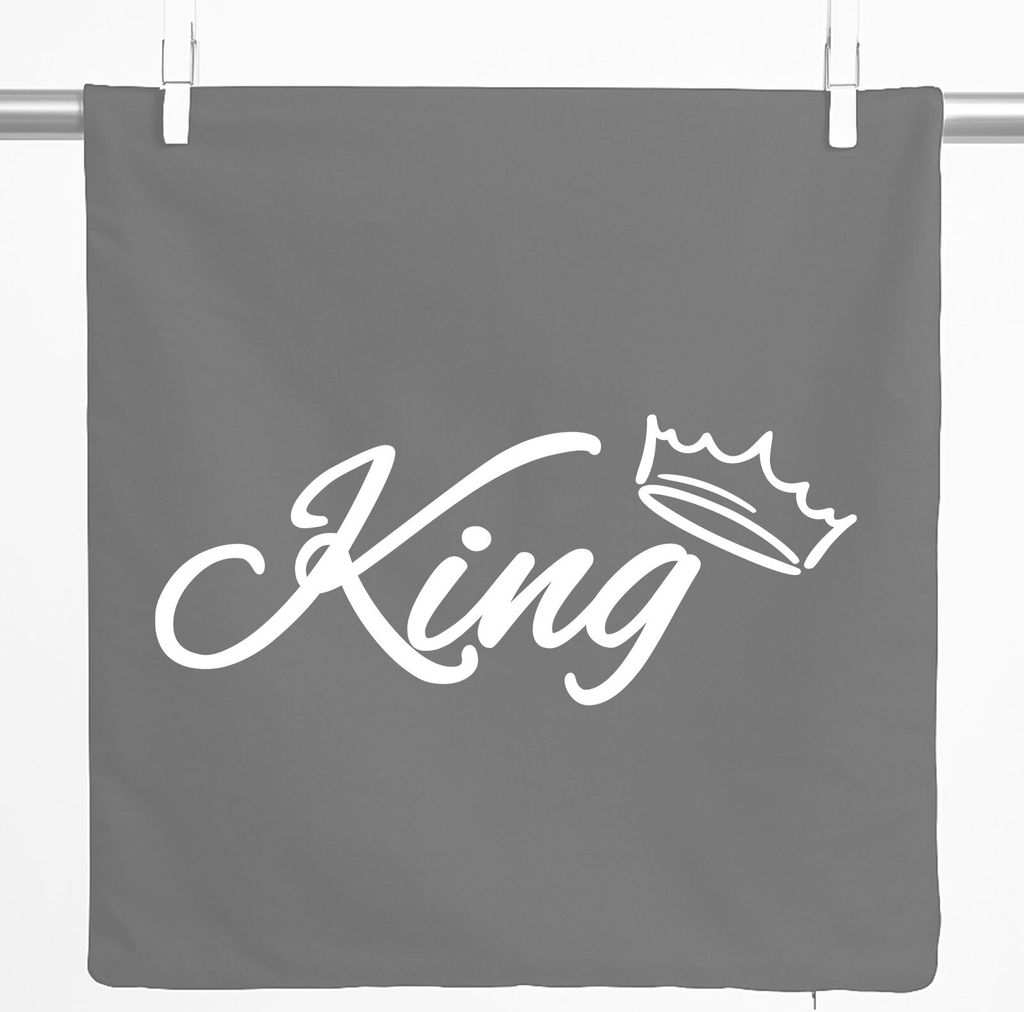 Huuraa Kissenbezug King Krone 40x40cm Steel Grey Baumwolle Dekokissenbezug Geschenkidee