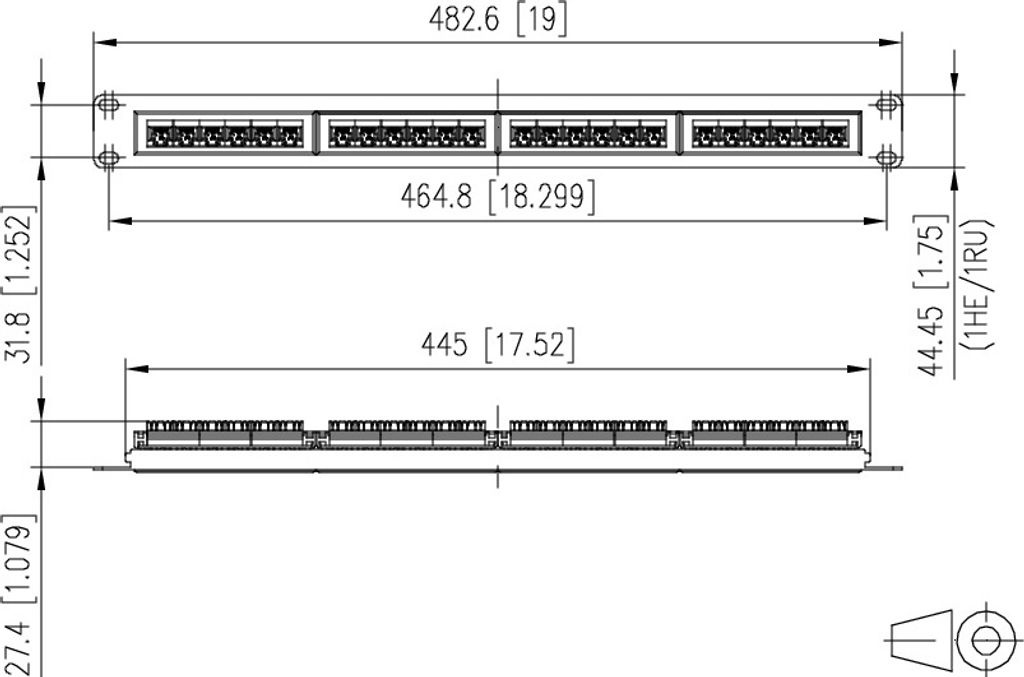 Metz Connect UTP 24 Port 1HE LSA Cat.5e Patchfeld