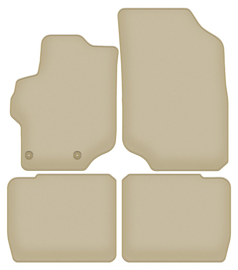 Velours-Fußmatten PREMIUM beige passend für Citroen C-Elysee (2012-, Limousine) – mit Befestigungen – passgenau