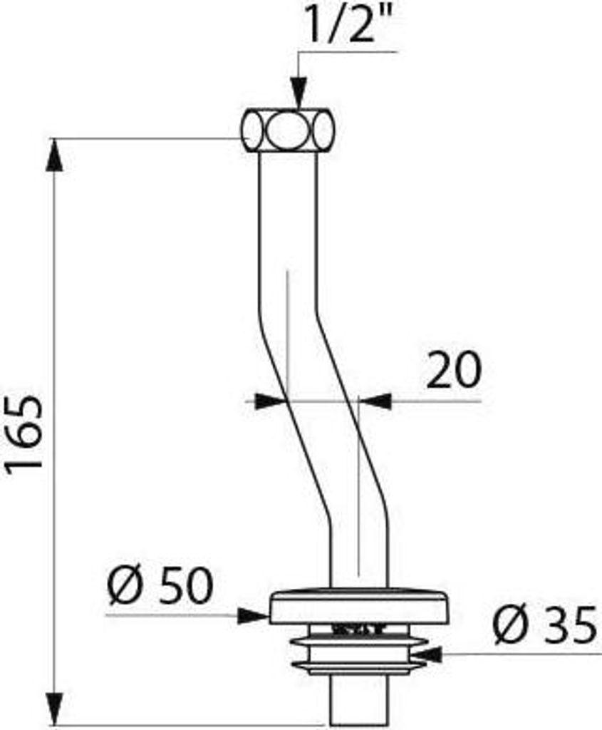 Delabie Spülrohr für Urinal G1/2 D35mm