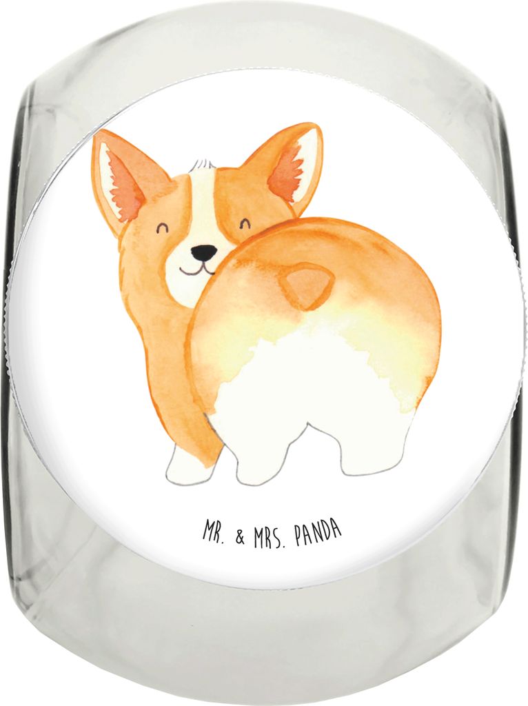 Mr. & Mrs. Panda Dose Corgi Po L 870ml - Weiß - Geschenk, Vorratsglas, Aufbewahrungsdose, Motivation, Spruch, Hund, Bonbonglas, Sprüche, Hundelie...