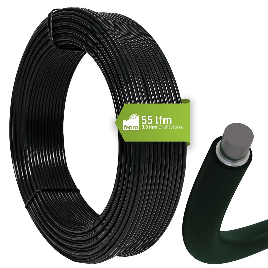 Fepro® Spanndraht 3,8 mm x 55 m, schwarz, verzinkt und Produktbild 
