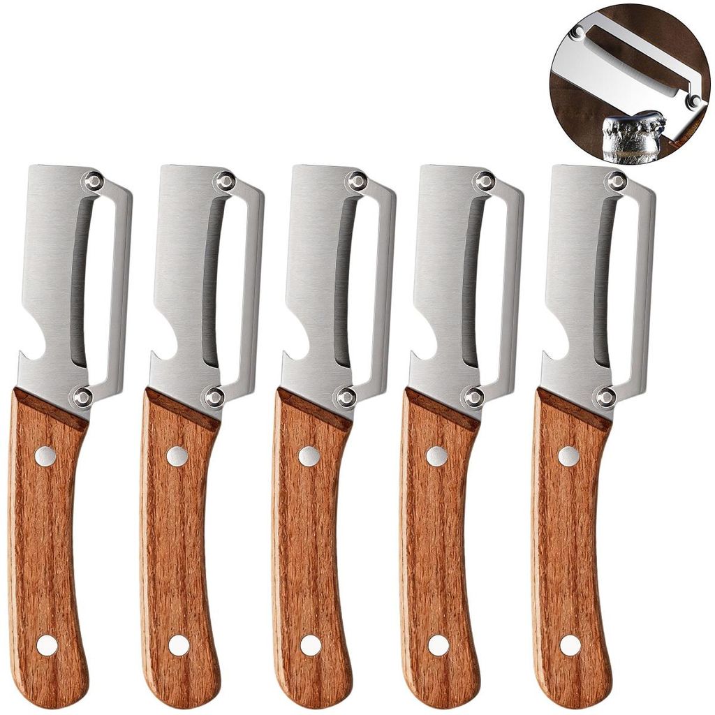 5 Stück Gemüseschäler mit Holzgriff und Flaschenöffner, Produktbild 