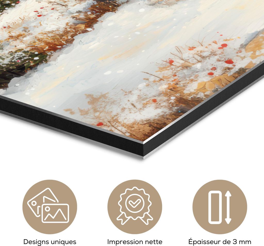 MuchoWow Wanddekoration Metall Metallbild Wandkunst 60x90 cm Weihnachten - Zuhause - Winter - Schnee MuchoWow Aluminium Gemälde - Wandbilder - Alu...