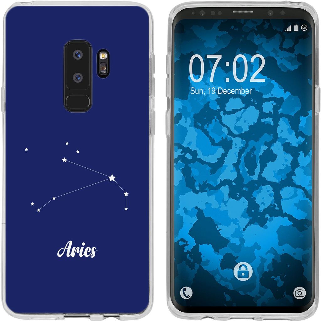 PhoneNatic Case kompatibel mit Samsung Galaxy S9 Plus Silikon-Hülle SternzeichenAries M11