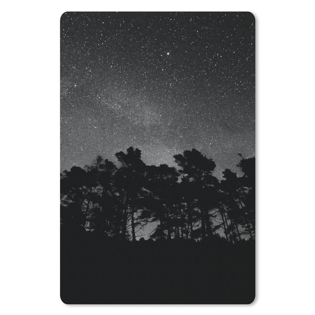 MuchoWow Mauspad Mousepad Sternenhimmel - Wald - Himmel - Schwarz - Bäume 18x27 cm - Mousepads - Maus Mat - Pad - Mausunterlage