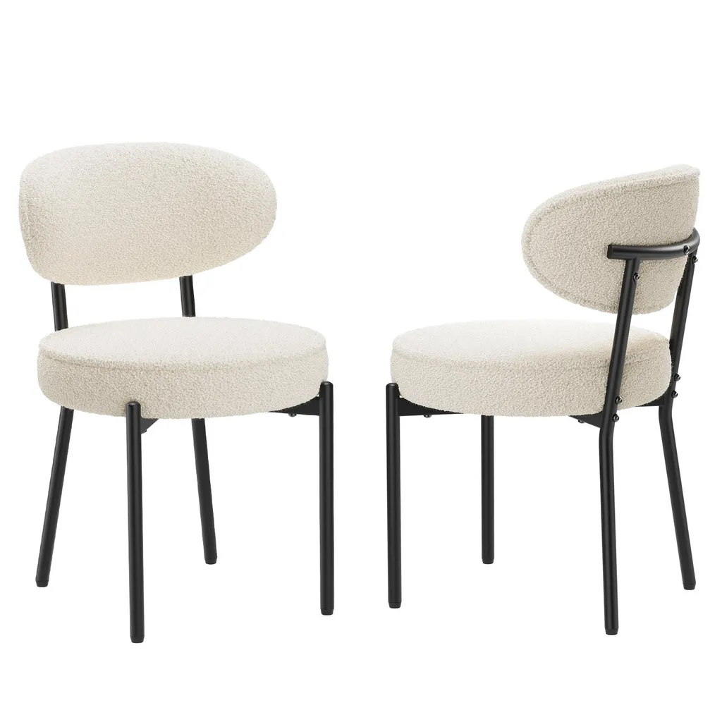 COLAMY Sedie da pranzo moderne - set di 2, con robuste gambe in metallo e seduta super confortevole - beige