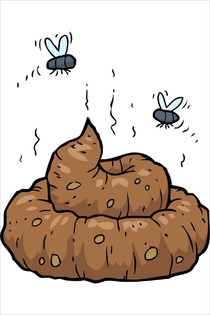 Wallario Poster - Comic Scheißhaufen mit Fliegen, Kunstdruck Größe: 61 x 91,50 cm