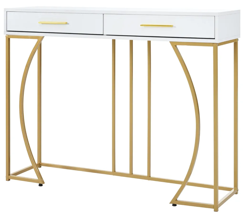 Table d'appoint salon blanche et or - Coiffeuse moderne pour chambre - 9