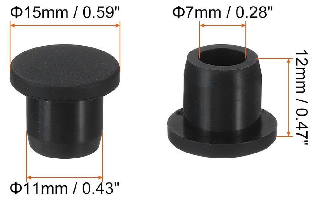 Silikon Gummi Loch Stopfen Weich Flexibler Stopfen fš¹r 10-11mm Loch Schwarz 15Stk