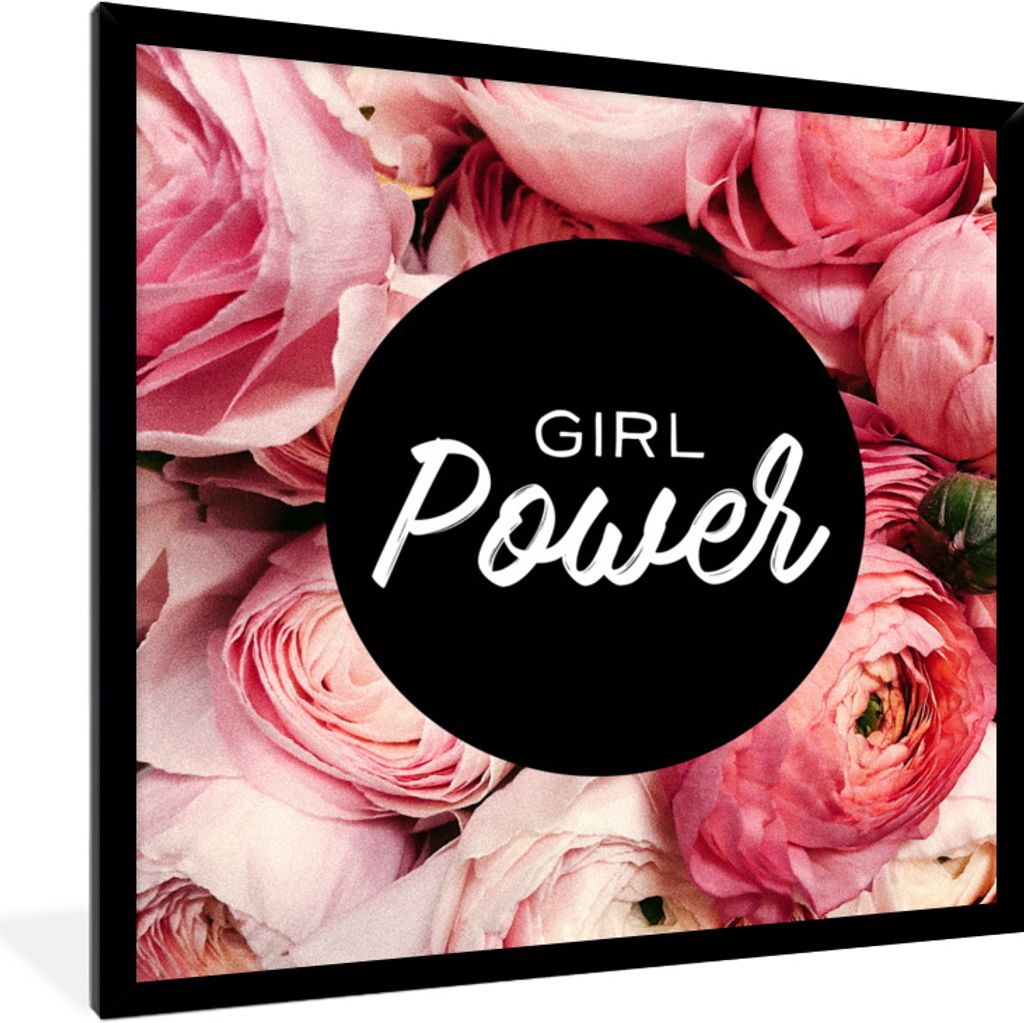 MuchoWow Gerahmtes Poster Girl Power" - Sprichwörter - Zitate 40x40 cm - Poster mit Schwarzem Bilderrahmen Wandposter Rahmen Foto Bilder - Mit R...