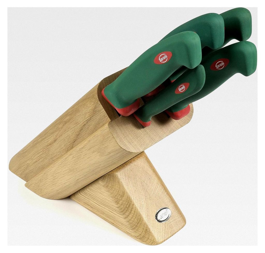Messerblock Leck, Holz, grün/rot, 5 Teile