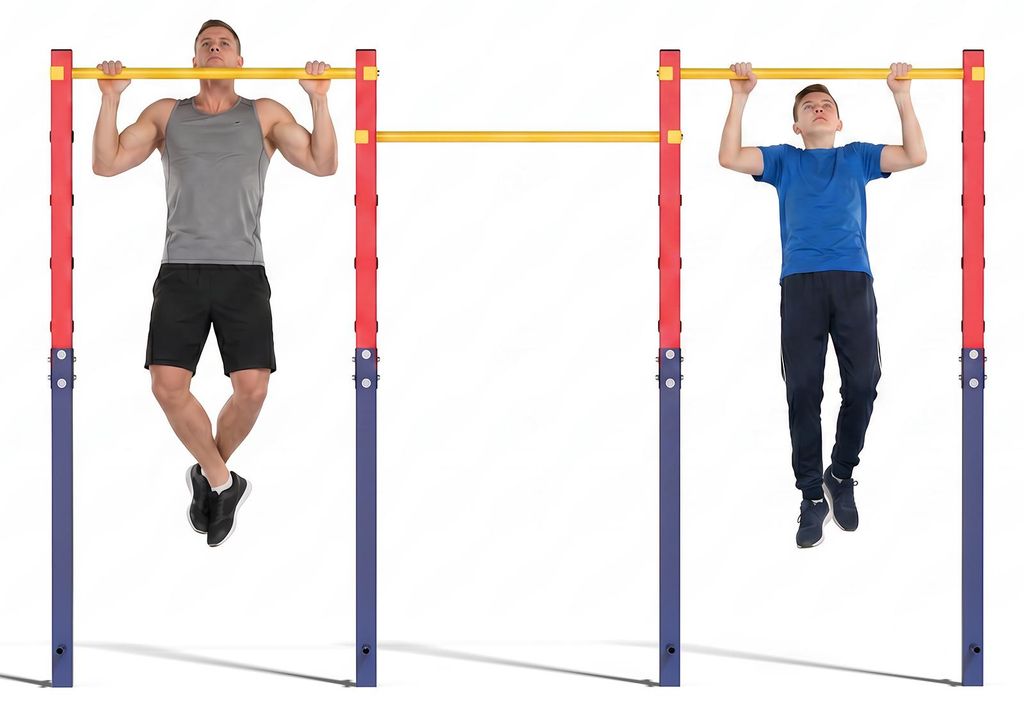 COSTWAY Turnreck Outdoor, dreifache Turnstange, Reckstange 80-172cm höhenverstellbar, Dip Station Stahl bis 330kg, Pull Up Bar für Kinder, Erwach...