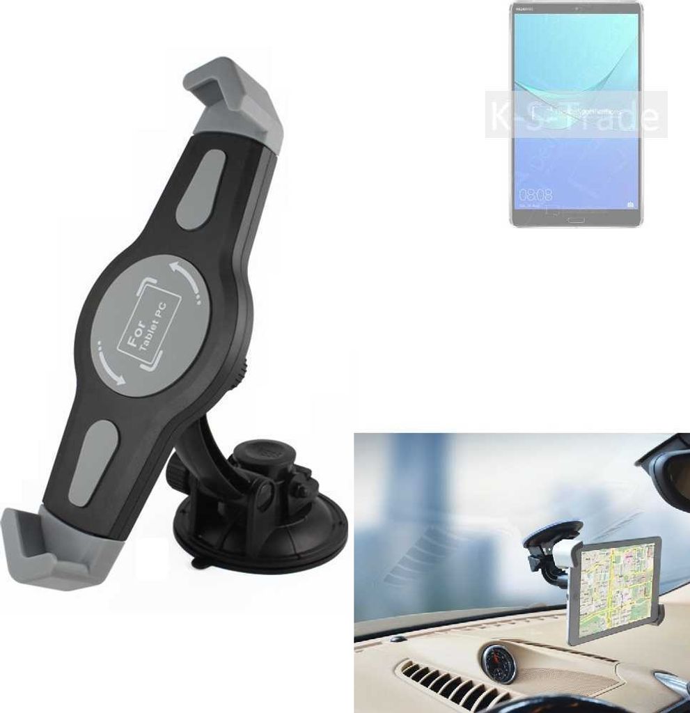 K-S-Trade Scheiben-Halterung für Tablets kompatibel mit Huawei MediaPad M5 8 KFZ Tablet Saugnapf Auto Halterung Windschutzscheibe Holder Halter