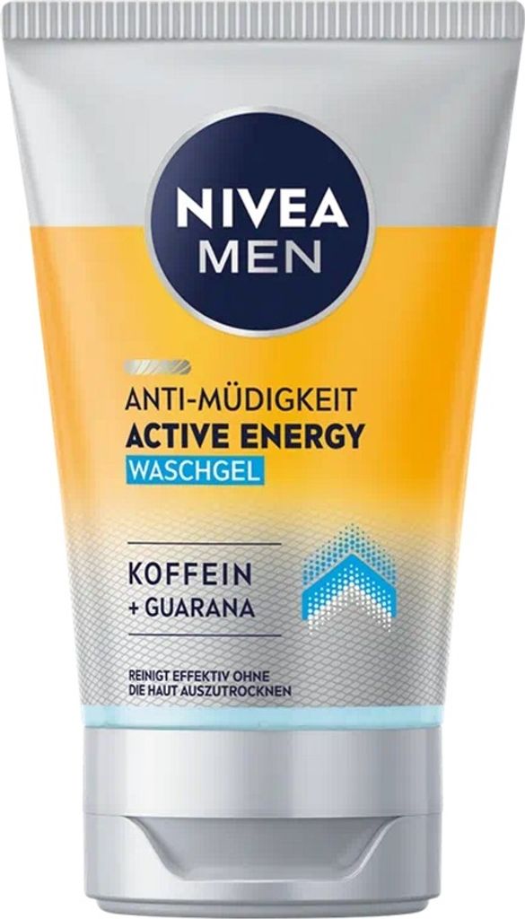 NIVEA MEN Active Energy Waschgel (100 ml), Reinigungsgel mit Koffein aus 100% natürlicher Quelle, erfrischende und gründliche Gesichtsreinigung