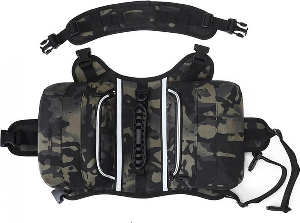 Wasserdichter Outdoor-Hunderucksack mit Reflexstreifen, atmungsaktiv, verstellbar, große Kapazität, Camo