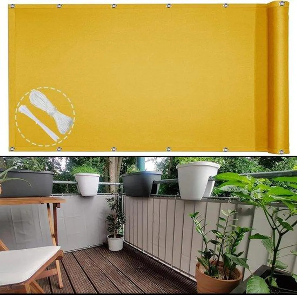 Solution vis-à-vis balcon jaune 80 x 900 cm résistant pluie et soleil UV