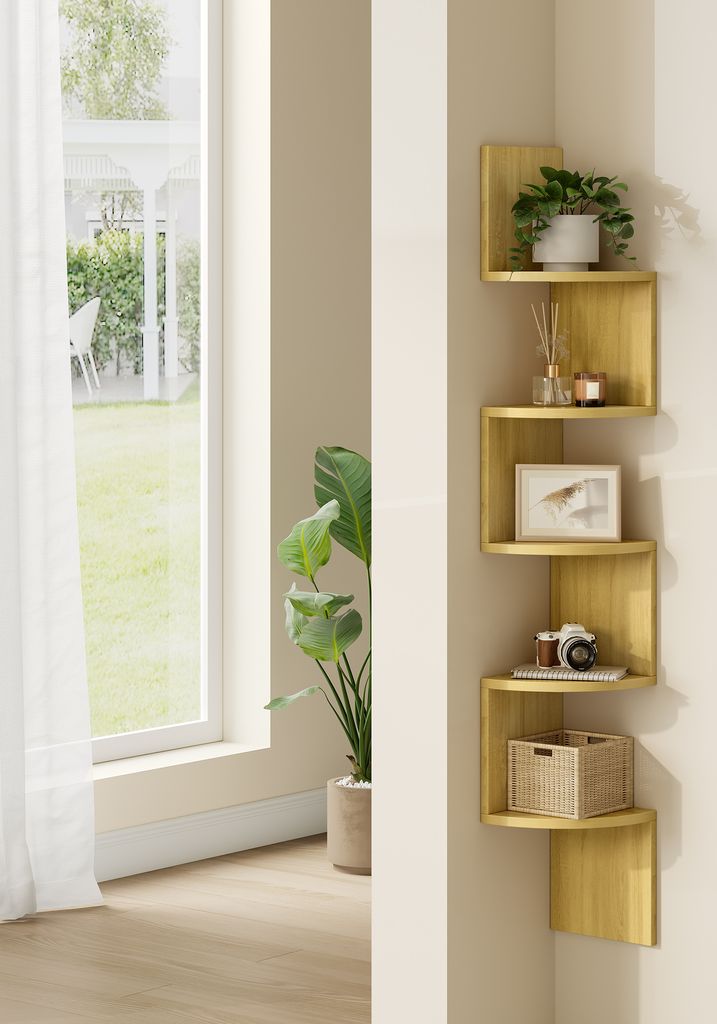 VASAGLE Eckregal, 1-tlg., Wandregal, Bücherregal mit 5 Produktbild 