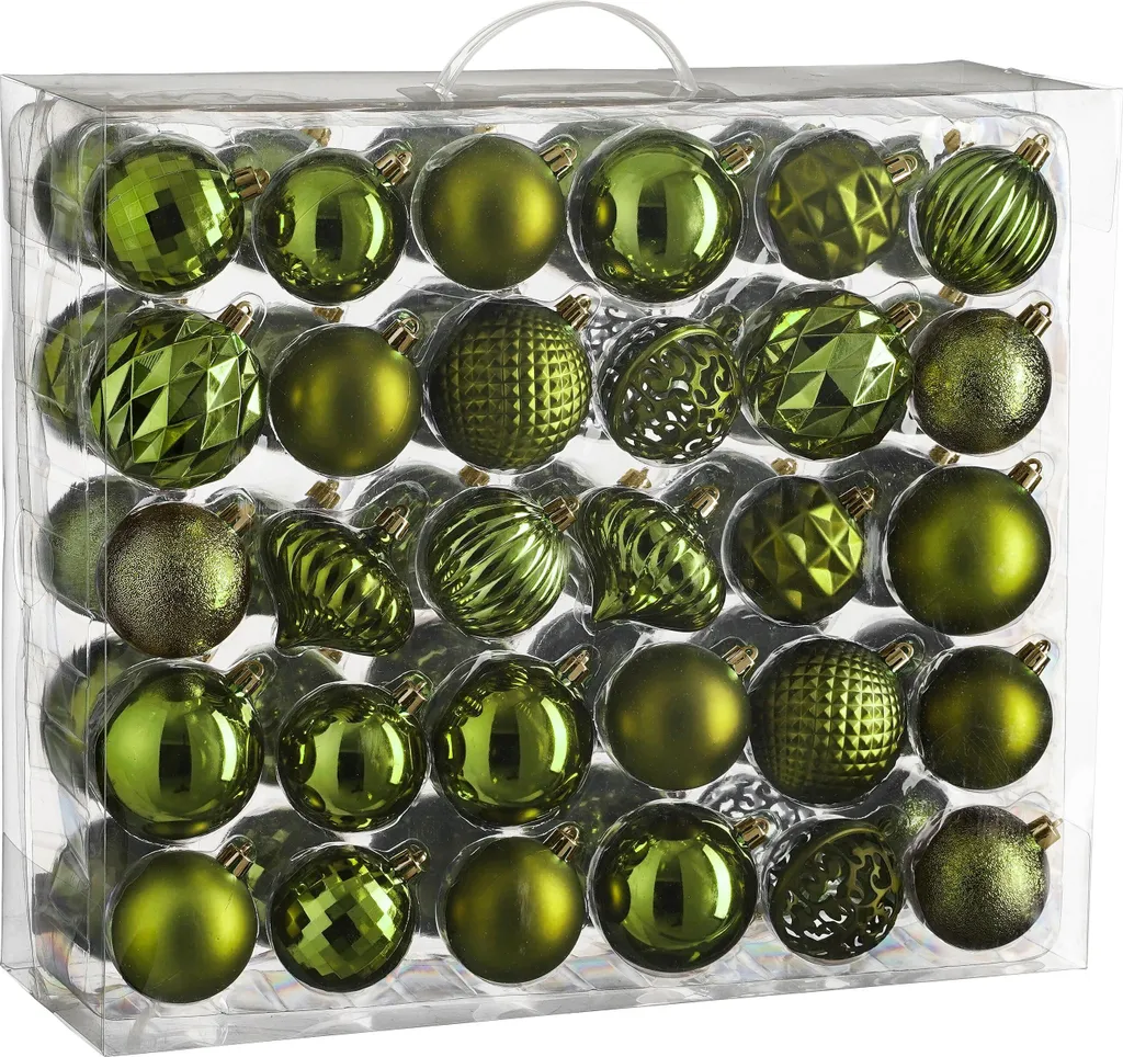Boules de Noël Vert Foncé Incassables en Lot de 60 pour Sapin de Fête