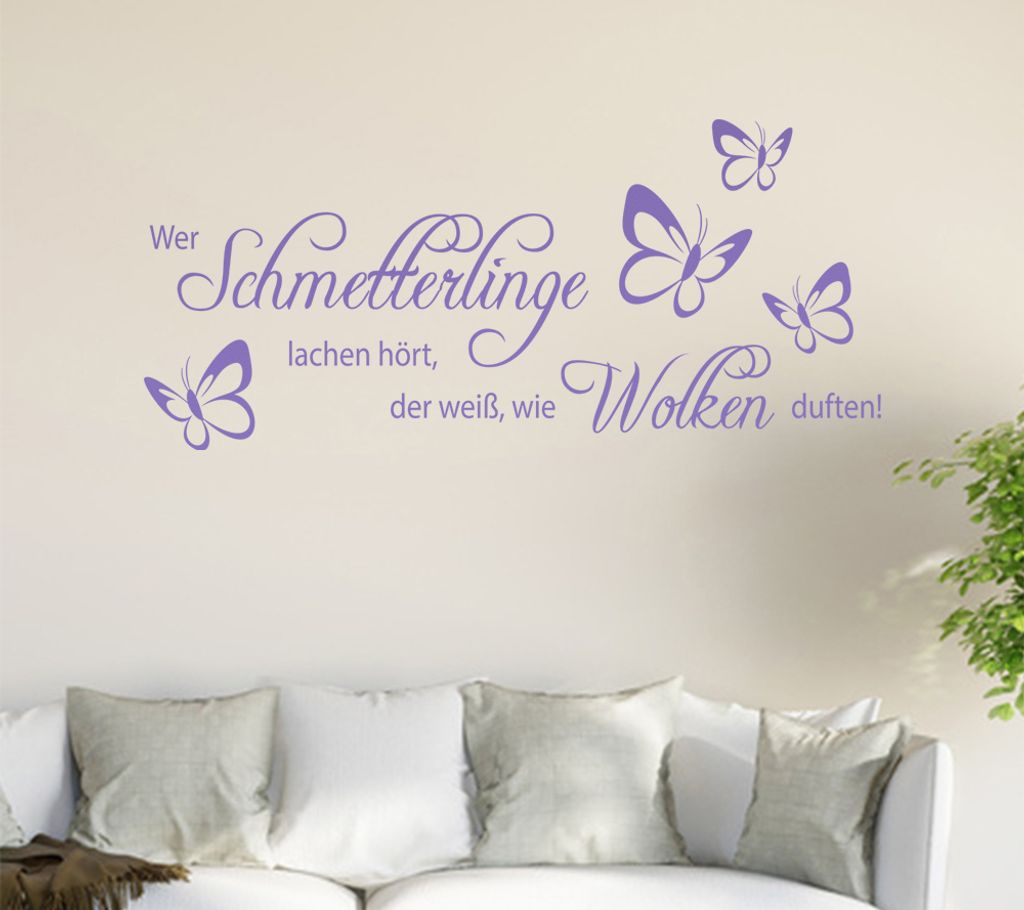 Wer Schmetterlinge lachen hört ... Wandtattoo in 6 Größen - Wandaufkleber Wall Sticker - Dekoration, Küche, Wohnzimmer, Schlafzimmer, Badezimmer