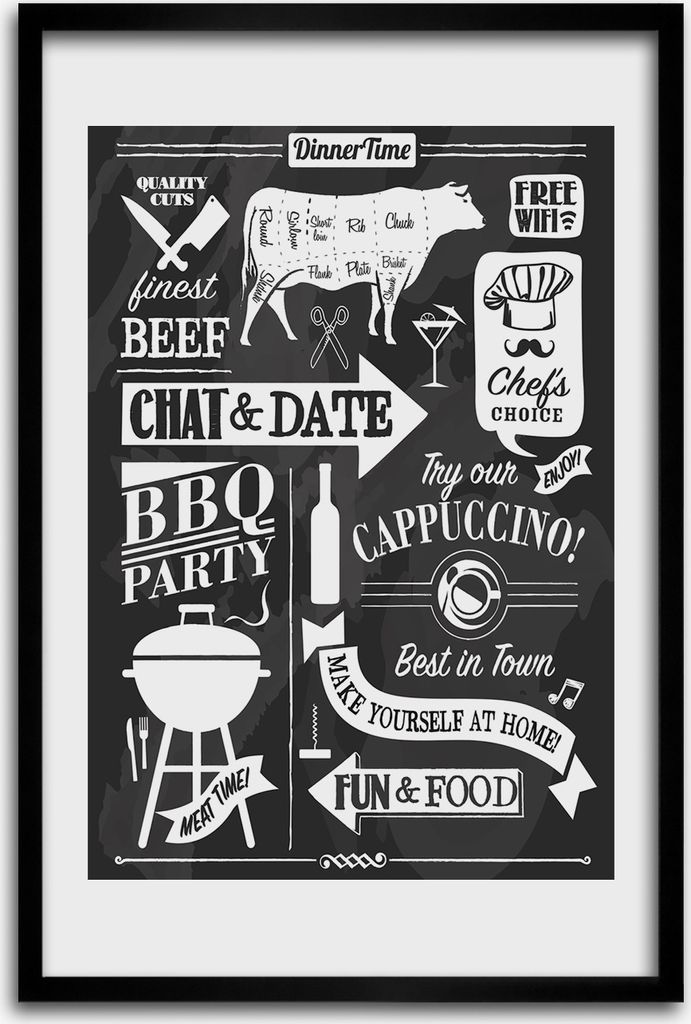 Bild - Bilderrahmen - 40 cm x 60 cm - MDF - Rahmen - Wandkunst - Restaurant