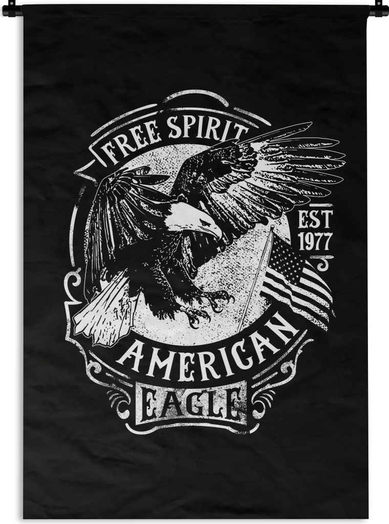 MuchoWow Wandteppich Wandbehang Adler - Flagge - Retro - Schwarz - Weiß 120x180 cm Tapisserie Dekoration Wandtuch - Schlafzimmer - Dekorationen ...