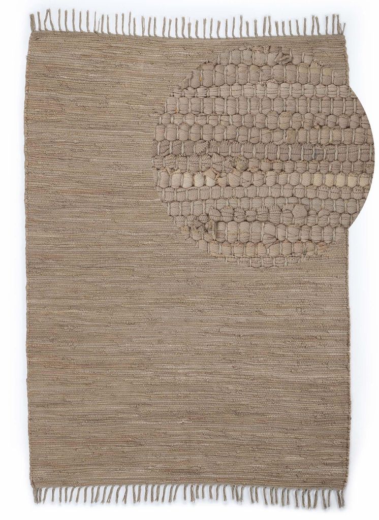 carpetfine Flickenteppich Kelim Chindi Uni Taupe 60x90 cm, Produktbild 