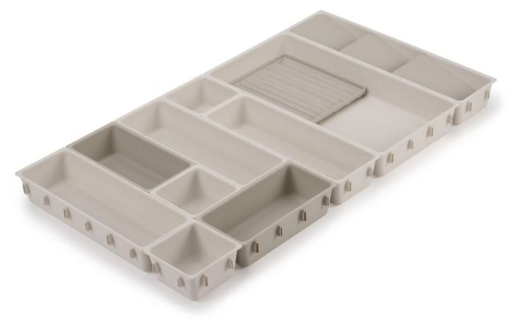 Cassettiera per il trucco, set da 12 pezzi, plastica, crema Immagine del prodotto 