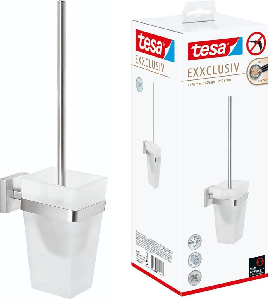 TESA 40416, WC-Bürste & Halter, Chrom, Weiß, Metall, Produktbild 