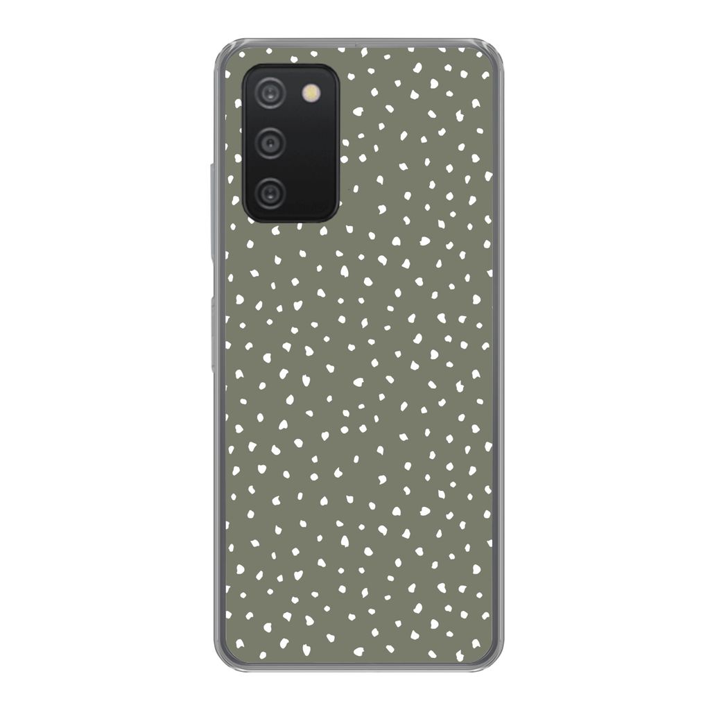 MuchoWow Handyhülle Schutzhülle Hülle für Samsung Galaxy A33 5G Polka dots - Grün - Weiß Silikon Softcase Handy Hülle - Kartenhalter