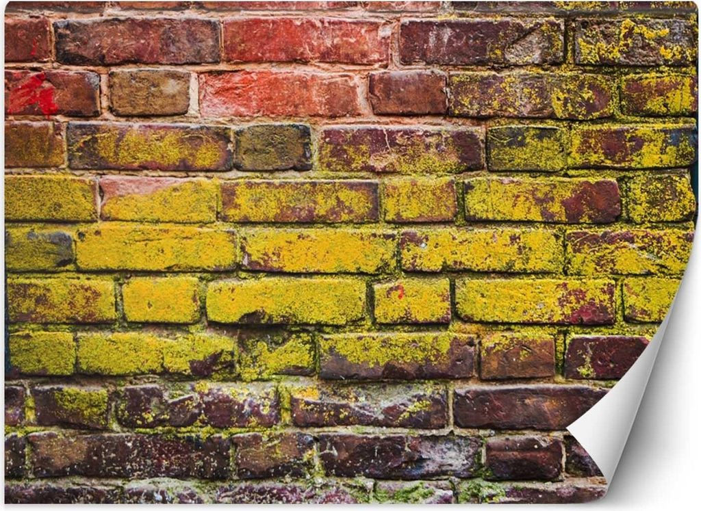 Vlies fototapete Alte Backsteinmauer 350x245 cm Feeby Gelb inkl. Kleber einfache Montage