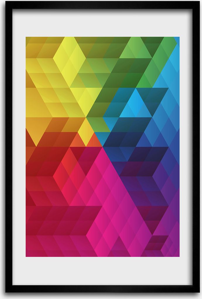 Bild - Bilderrahmen - 40 cm x 60 cm - MDF - Rahmen - Wandkunst - Geometrischer Hintergrund