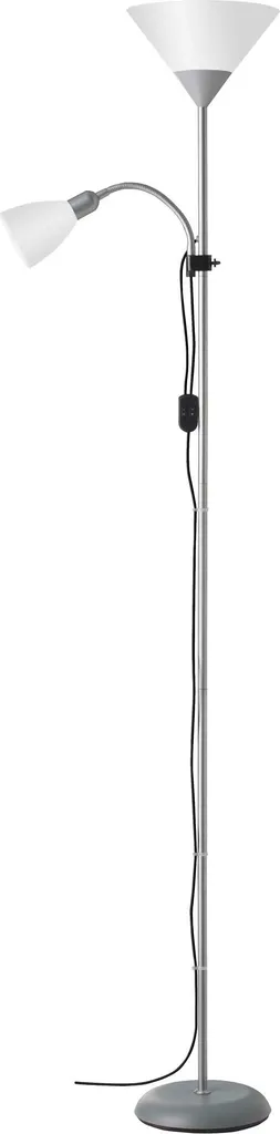 Lampadaire de salon avec bras de lecture orientable Spari gris métal