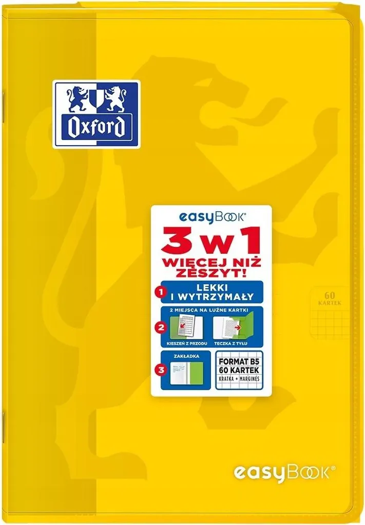 Oxford Easybook B5 60 Fogli Quadretti 5mm - Il Quaderno 3-in-1 Definitivo