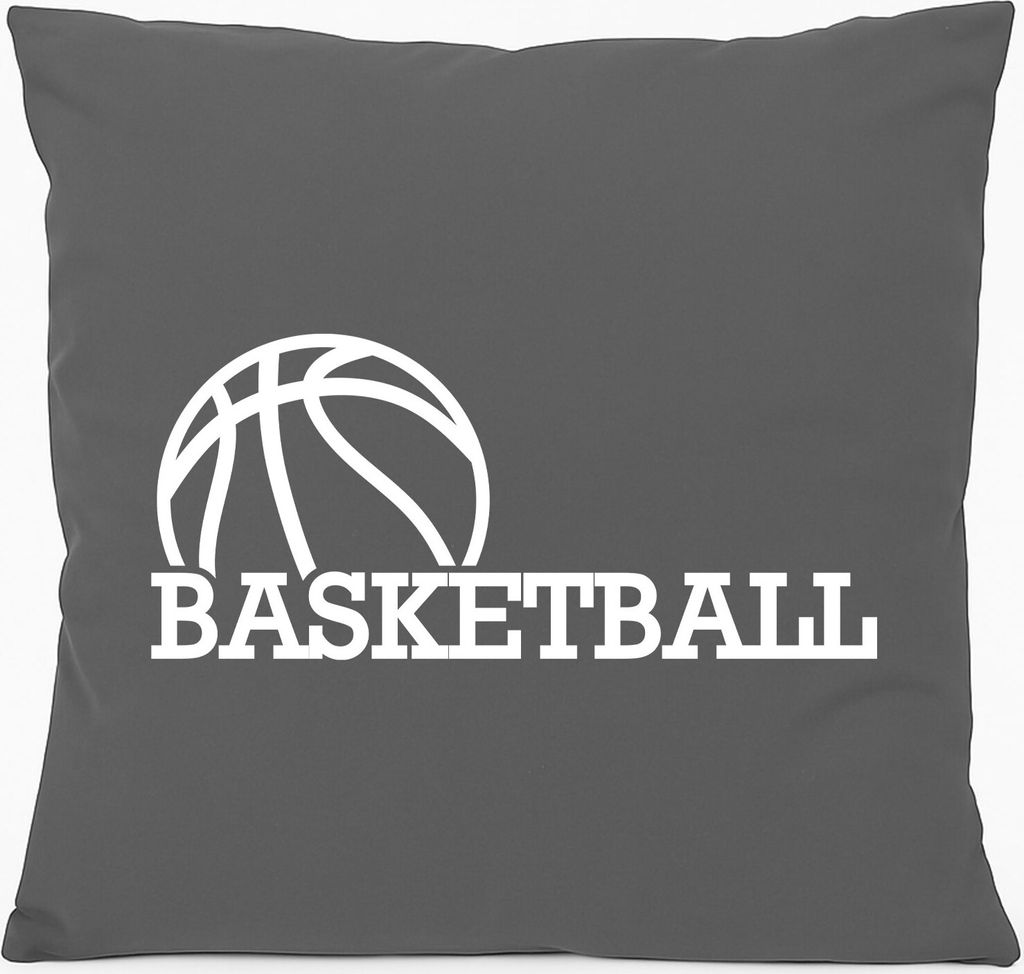 Huuraa Kissen Basketball Ball 40x40cm mit Füllung Steel Grey Baumwolle Dekokissen Geschenkidee