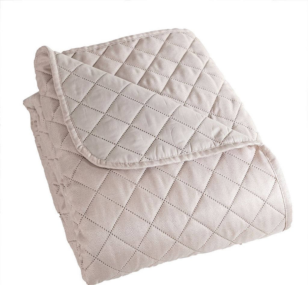 HERRINGBONE Dekorative Tagesdecke - Eleganter hellbeiger Farbton - 220x240 cm