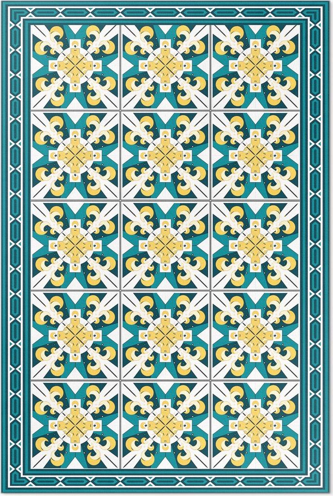 Geometrische rhombus bunte fliesen – Vinyl Fußmatte – 80x120 cm – Rutschfest, Pflegeleicht & Langlebig