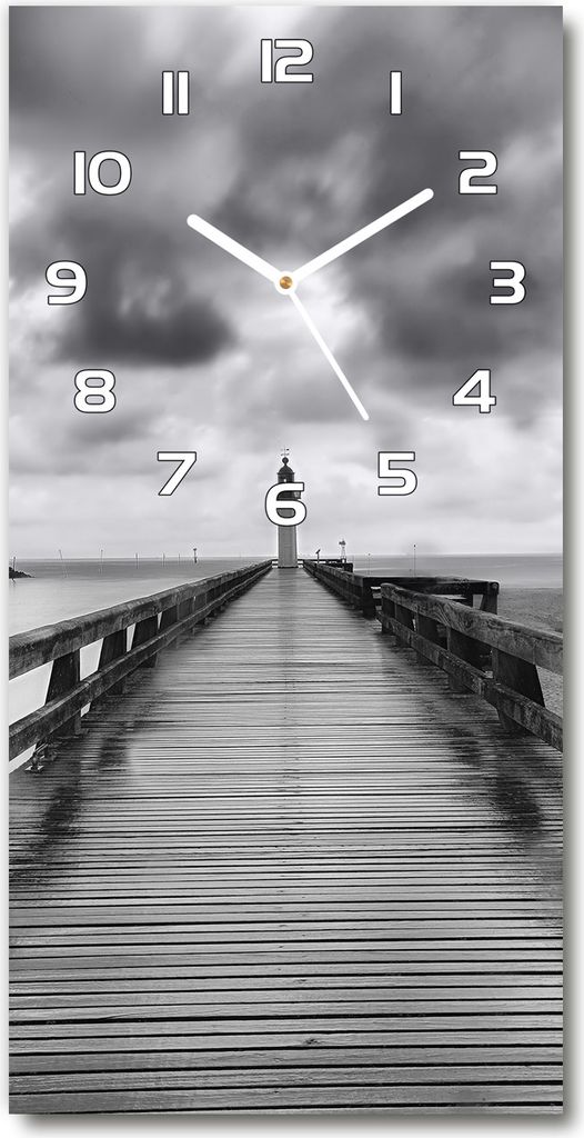 Wanduhr aus Glas – 30x60 cm - Glasbild - Glasuhr - Gehärtetes Glas -Leuchtturm