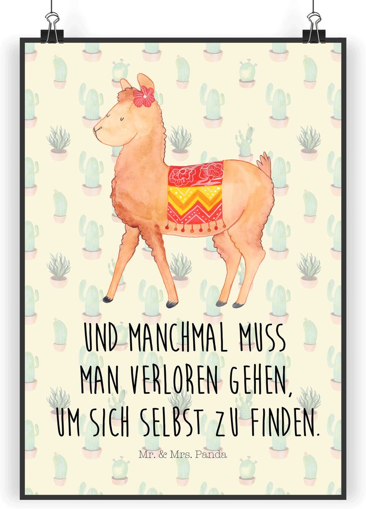Mr. & Mrs. Panda Bild Alpaka Stolz DIN A3 - Kaktus Grün - Geschenk, drucke, Plakat, Deko, Lama, wanddeko, Wandbild