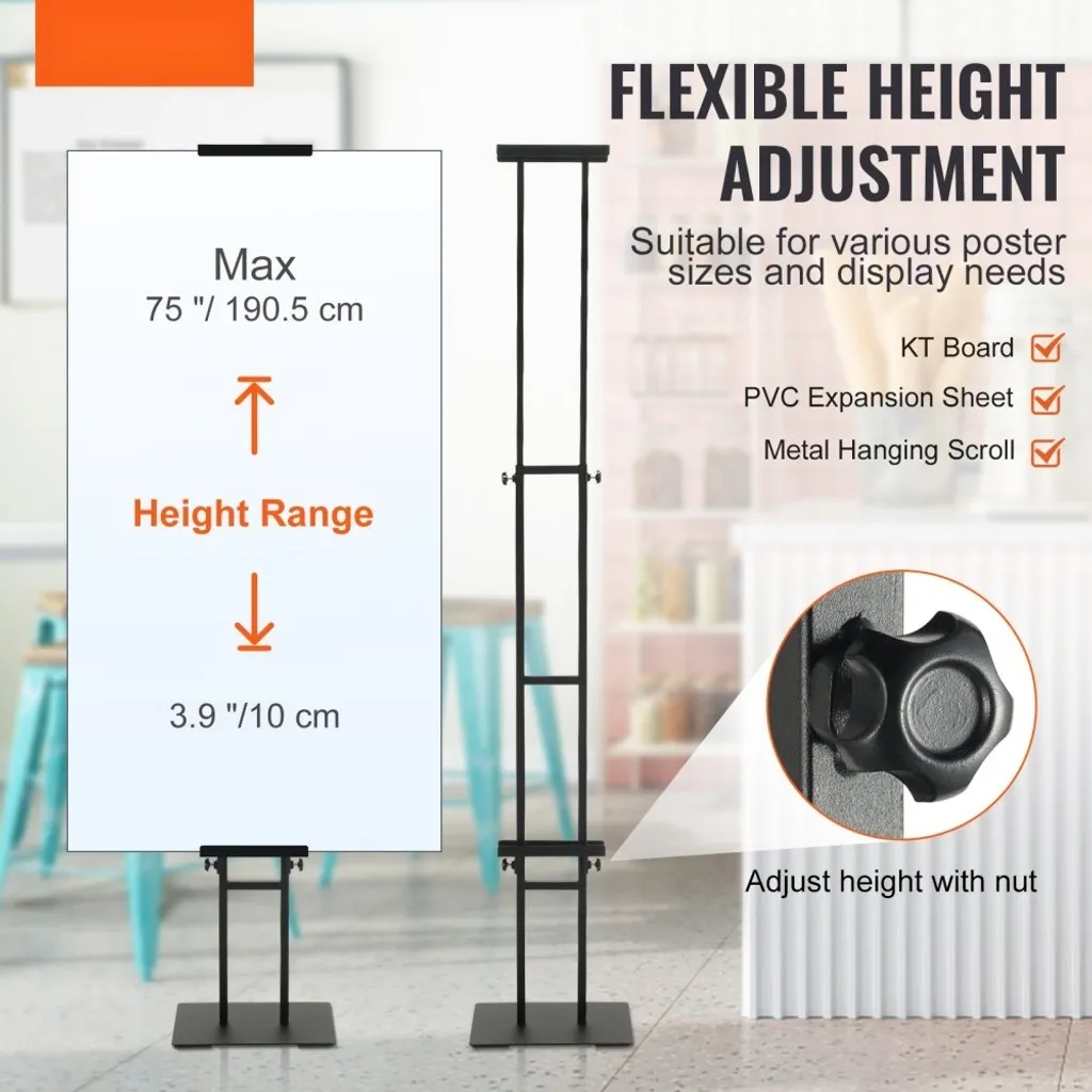 Porte-enseigne double face avec base antichoc - Support réglable 190cm