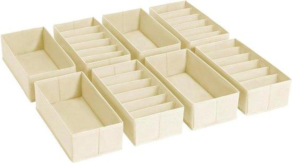Lade-organizer Set aus 8, Organisatiesysteem, 30 x 15 x 9 cm, Beige, Kinderkleding, Garderobekast