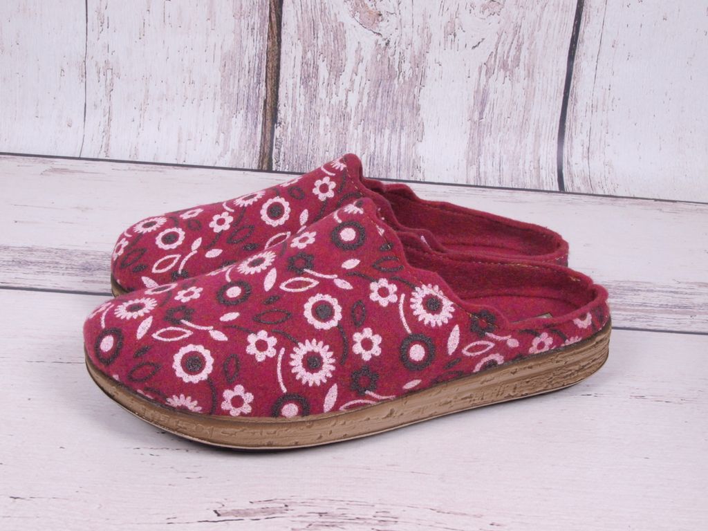 INBLU Damen Hausschuhe bequeme Blumen Burgund 40